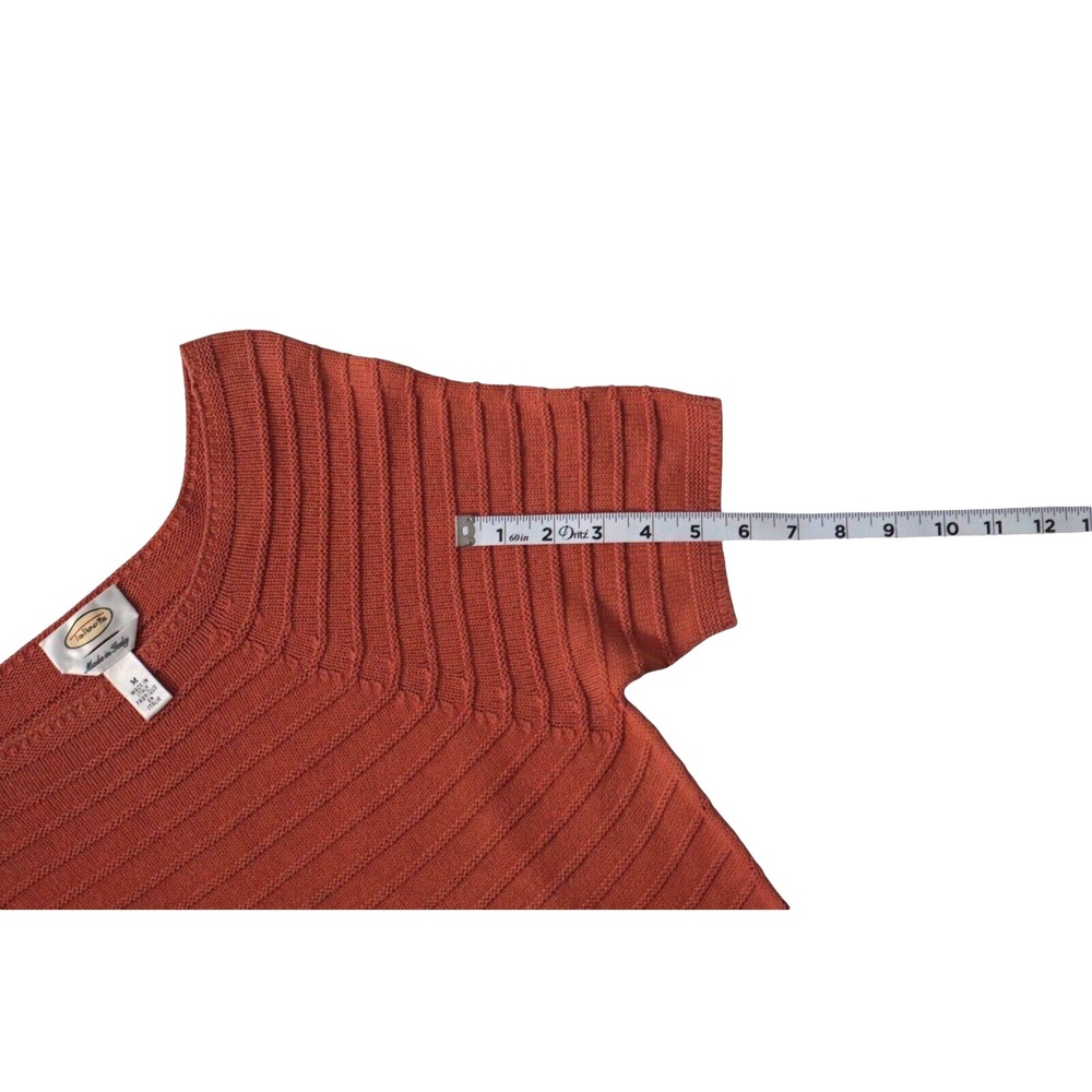 Talbots Vtg Made in Italy Women's Cotton Blend Orange Sweater M Cable Knit Chick - Picture 7 of 8